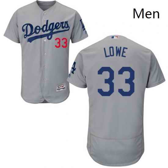 Mens Majestic Los Angeles Dodgers 33 Mark Lowe Gray Alternate Flex Base Authentic Collection MLB Jersey